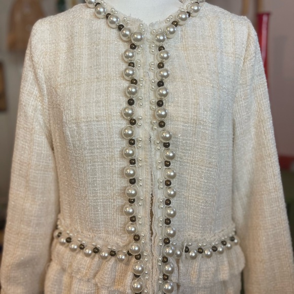 Boston Proper Cream Pearl-Embellished Jacket - Picture 2 of 10